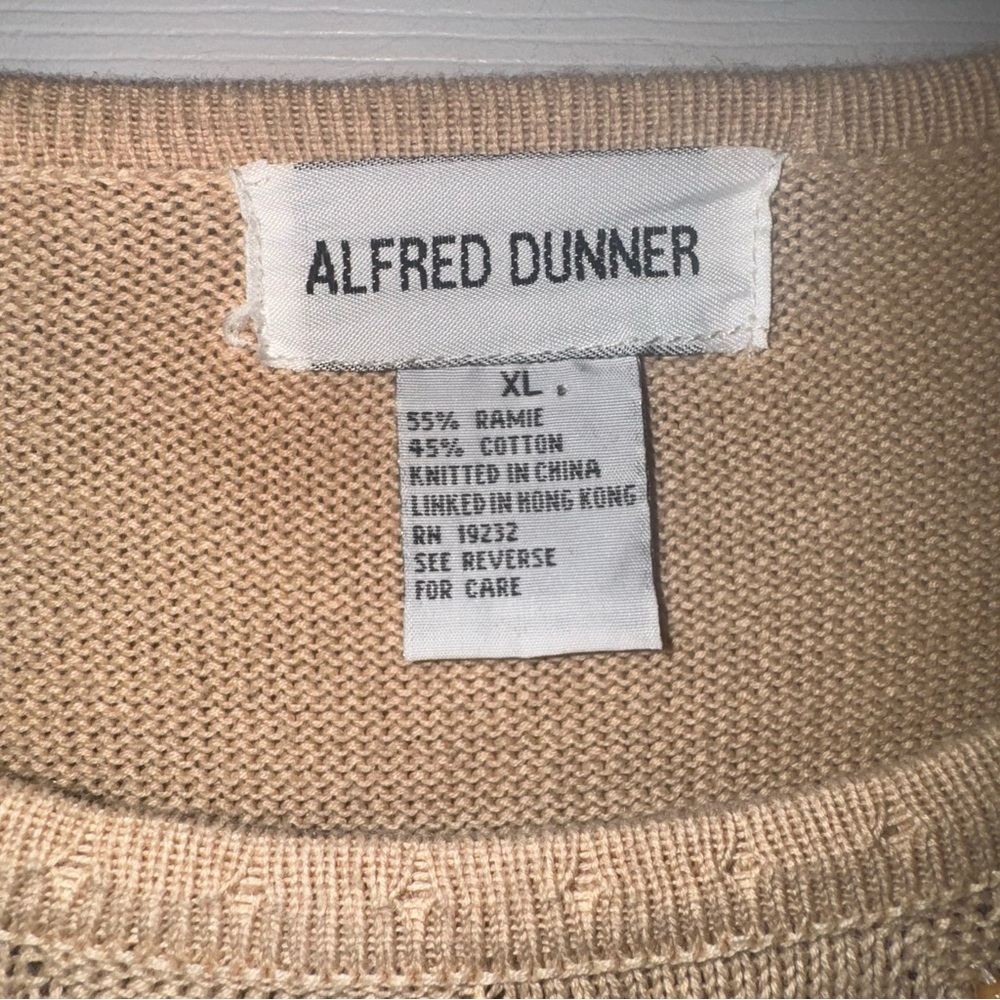 Alfred Dunner Womens XL Tan Beaded Knit Short Sleeve Sweater Ramie Cotton Blend - Picture 3 of 4
